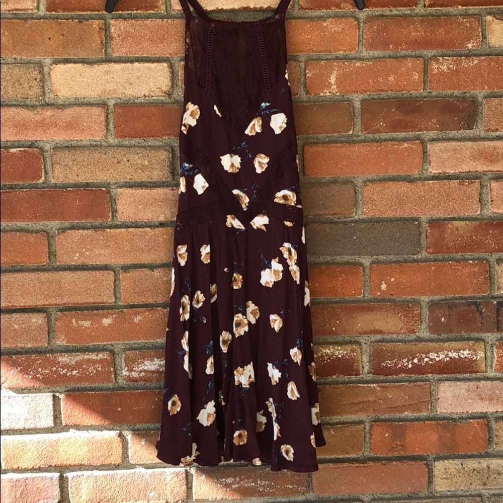 Purple floral and lace dress